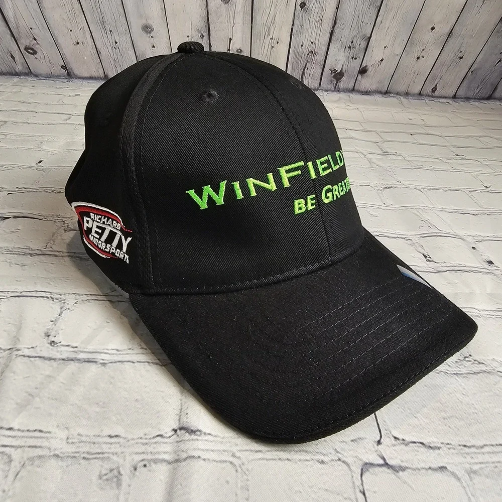 Richard Petty Motorsports Baseball Hat Stretch Black NASCAR Embroidered Winfield